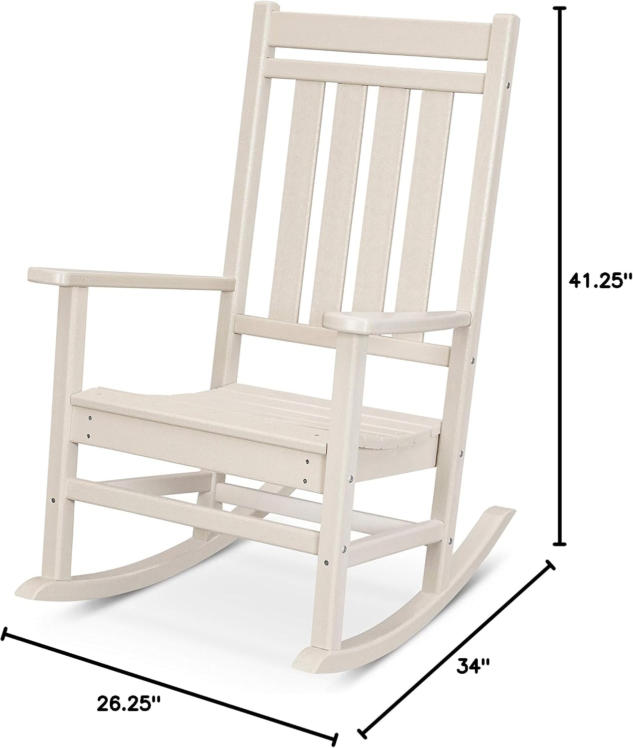 POLYWOOD Estate Rocking Chair Sand - Heavy Duty HDPE Outdoor Rocking Chair - All-Weather Patio Furniture - Classic Porch Rocker for Deck, Garden & Backyard