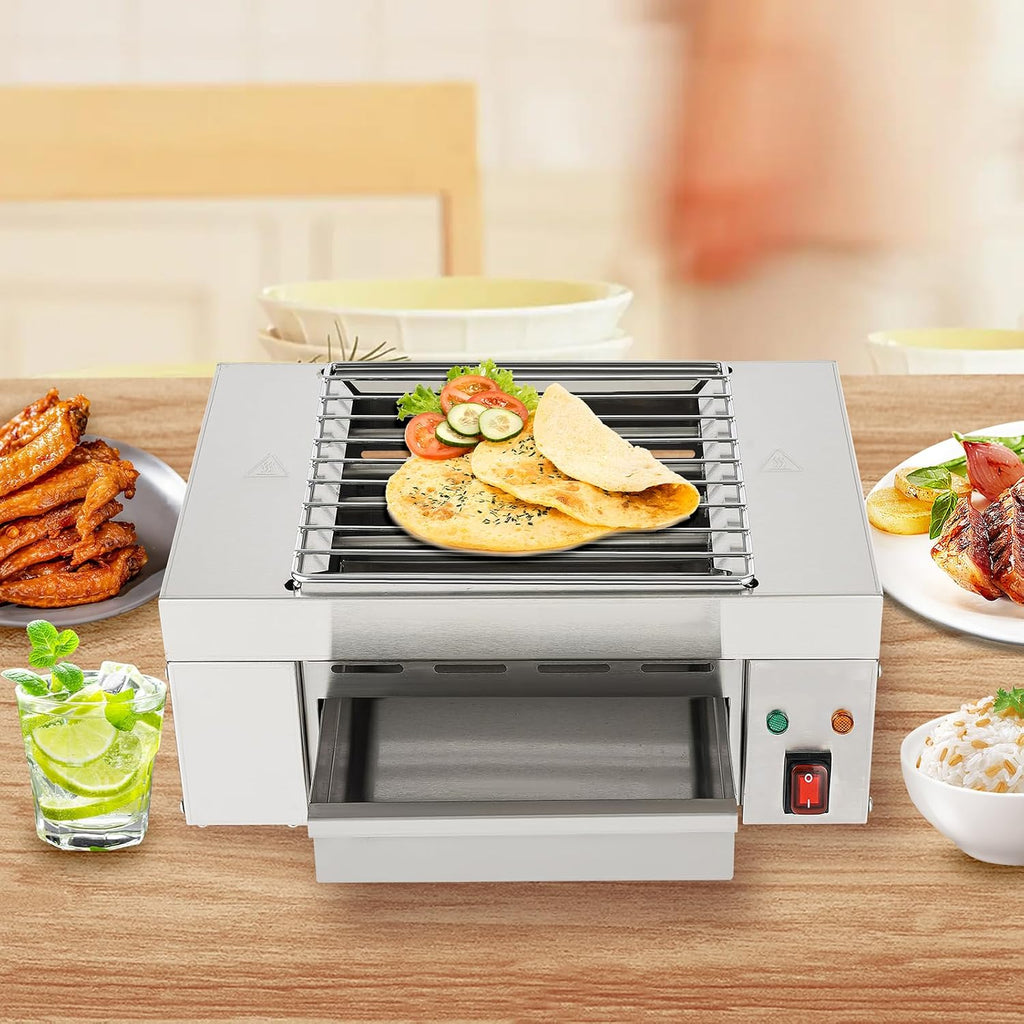 Electric Indoor Outdoor Grill 1500W Countertop BBQ Grill Removable Smokeless Grill Barbecue Oven Grill, Stainless Steel Drip Tray, Temperature Adjustment for Party Cooking Home Commercial