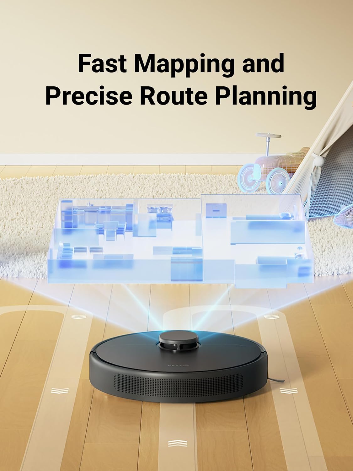 DREAME D9 Max Gen 2 Robot Vacuum and Mop Combo, LDS Navigation, 6000Pa Strong Suction Power, 240mins Runtime, 2-in-1 Sweep and Mop, WiFi, APP, Voice Control