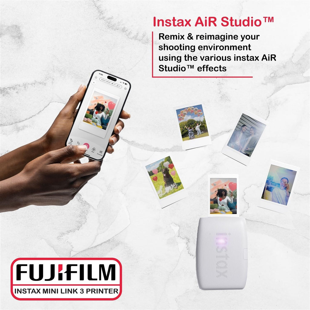 Fujifilm Instax Mini Link 3 Printer Bundle Instax Mini Film (40 Sheets), Link 3 Protective Case (Clay White)