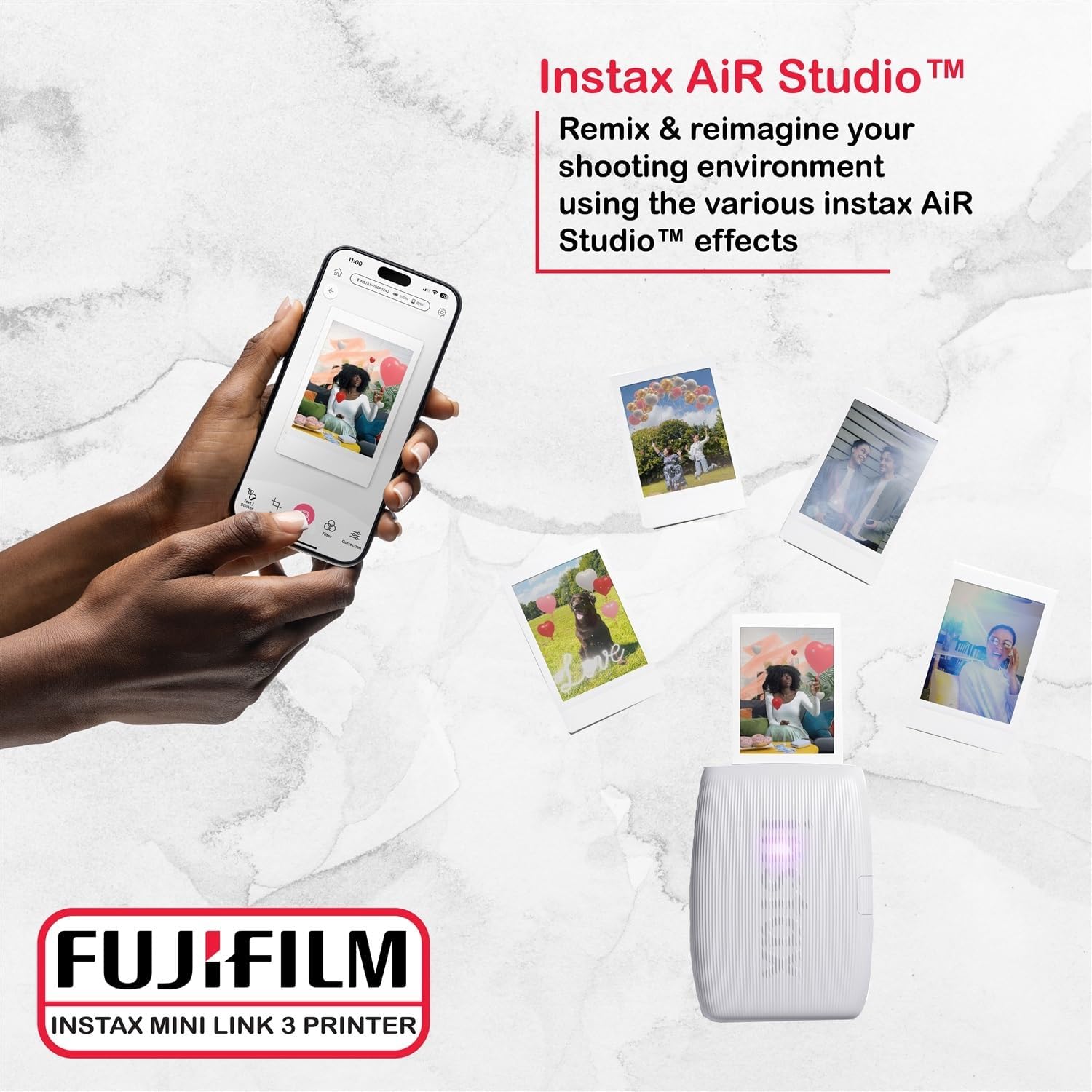 Fujifilm Instax Mini Link 3 Printer Bundle Instax Mini Film (40 Sheets), Link 3 Protective Case (Clay White)