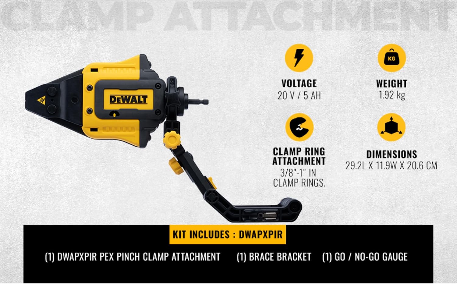 DEWALT IMPACT CONNECT PEX Pinch Clamp Attachment for Impact Driver, Plumbing Tool (DWAPXPIR)