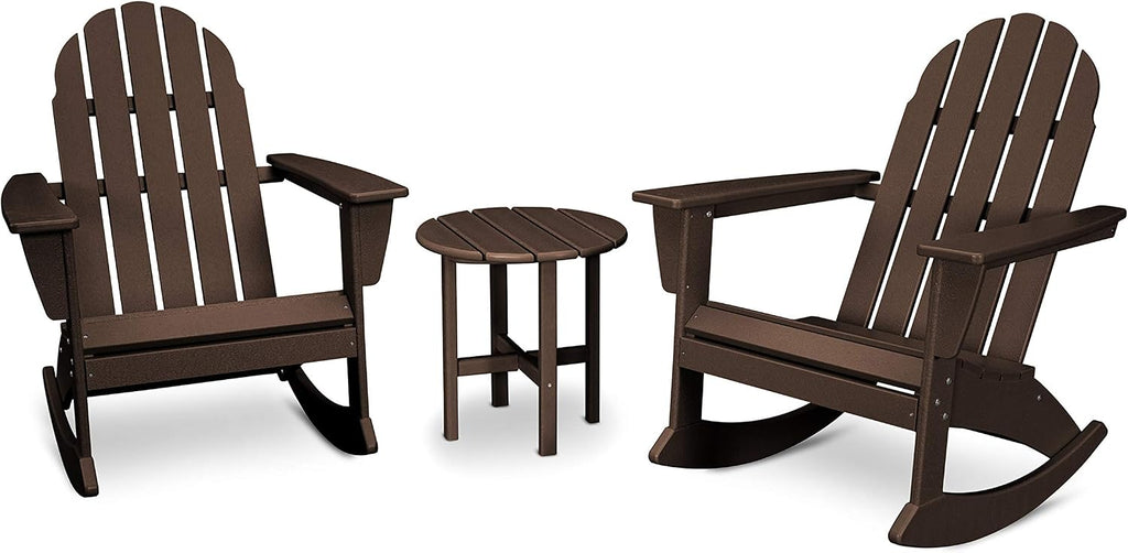 POLYWOOD Vineyard 3-Piece Adirondack Rocking Chair Set with Side Table - Premium HDPE Outdoor Furniture for Patio, Porch & Garden - Fade-Resistant All-Season Rockers - Multiple Colors Available