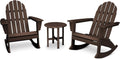 POLYWOOD Vineyard 3-Piece Adirondack Rocking Chair Set with Side Table - Premium HDPE Outdoor Furniture for Patio, Porch & Garden - Fade-Resistant All-Season Rockers - Multiple Colors Available