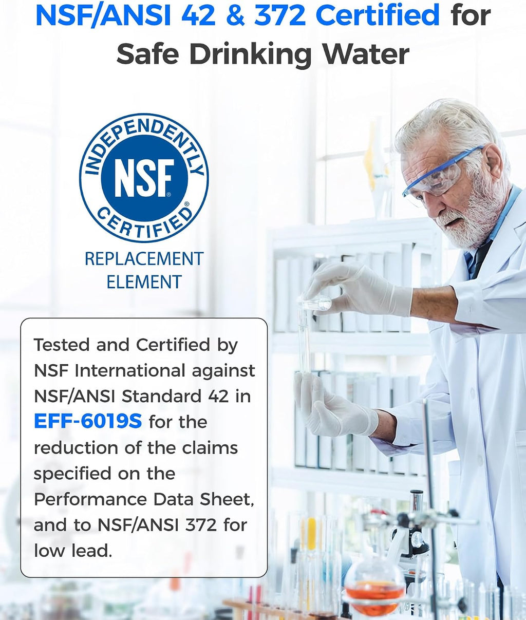 Waterdrop WD-F19C Replacement for GE® RPWFE®, RPWF (Built-in CHIP) Refrigerator Water Filter, Compatible with GFE28GYNFS, GFE28GELDS, PFE28KELDS, PFE28KYNFS, GFD28GELDS, PWE23KELDS, 4 Filters