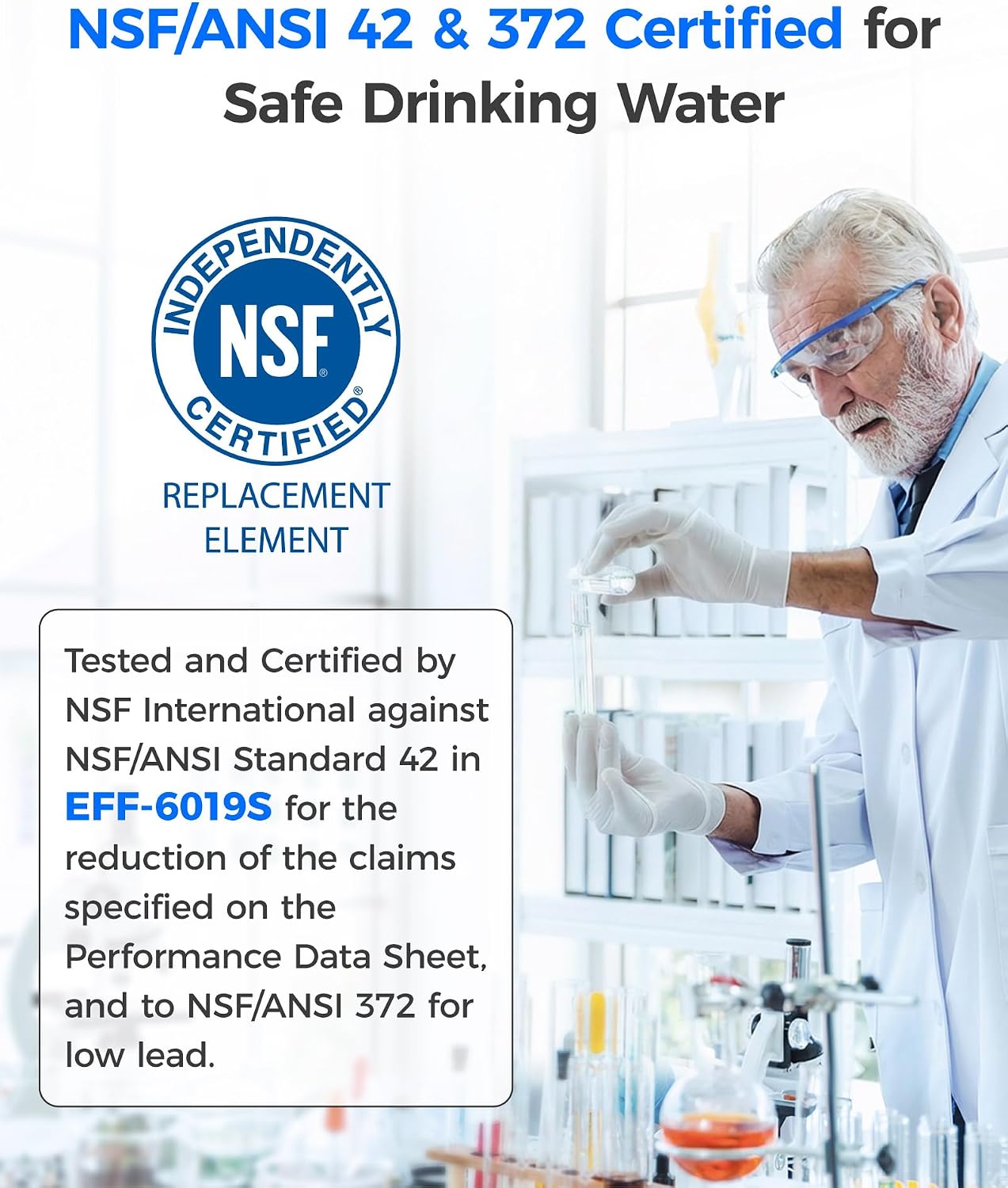Waterdrop WD-F19C Replacement for GE® RPWFE®, RPWF (Built-in CHIP) Refrigerator Water Filter, Compatible with GFE28GYNFS, GFE28GELDS, PFE28KELDS, PFE28KYNFS, GFD28GELDS, PWE23KELDS, 4 Filters