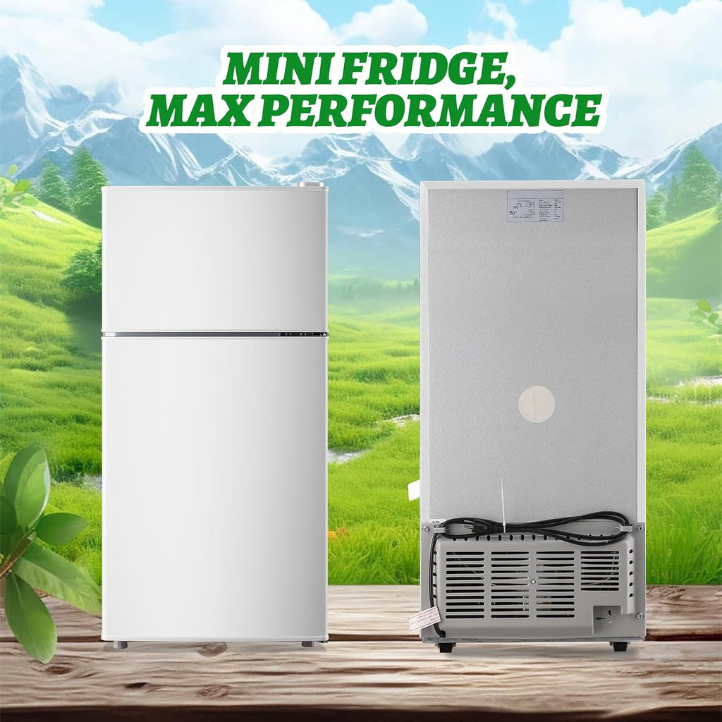 DEMULLER 2.4 Cu.ft Mini Fridge with Top Freezer Apartment Size Dual Door Compact Refrigerator for Personal Use Small Fridge with Egg tray, 7 Temperature Control For Dorm, White