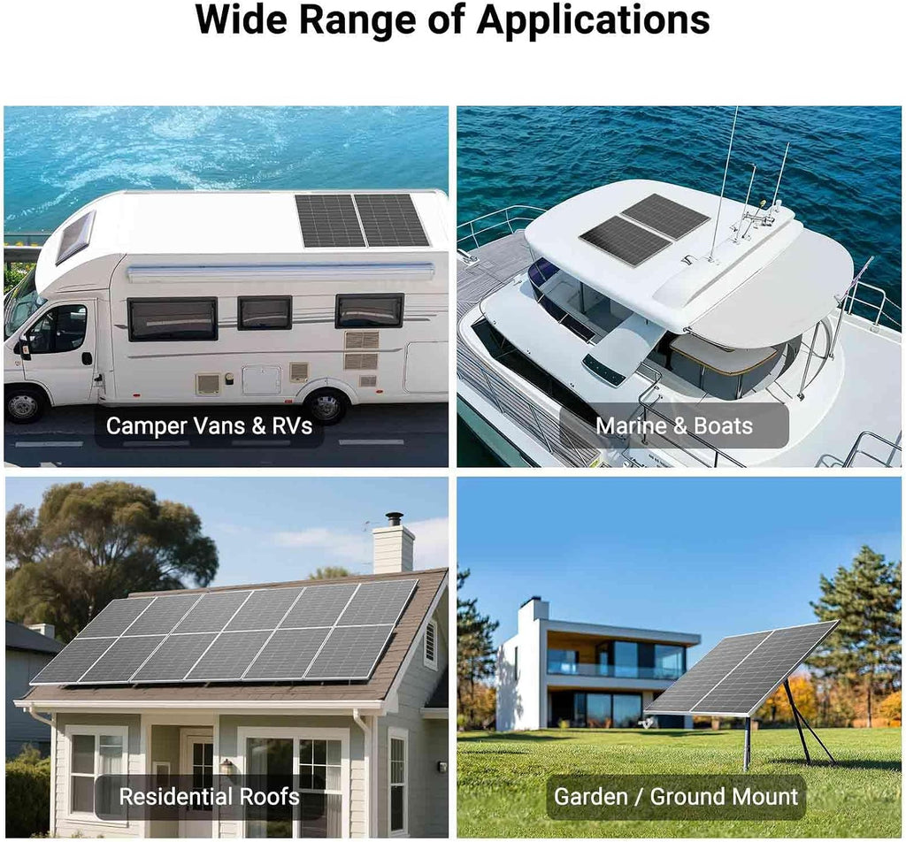 HQST N-Type 16BB 200 Watt Solar Panel, Compact & Lightweight Solar Panels with 30 Years Lifespan, up to 25.4% Efficiency, Grade A+ Cell, IP65 for RV, Van, Trailer, Marine, Rooftop, Farm, Off Grid-2Pcs