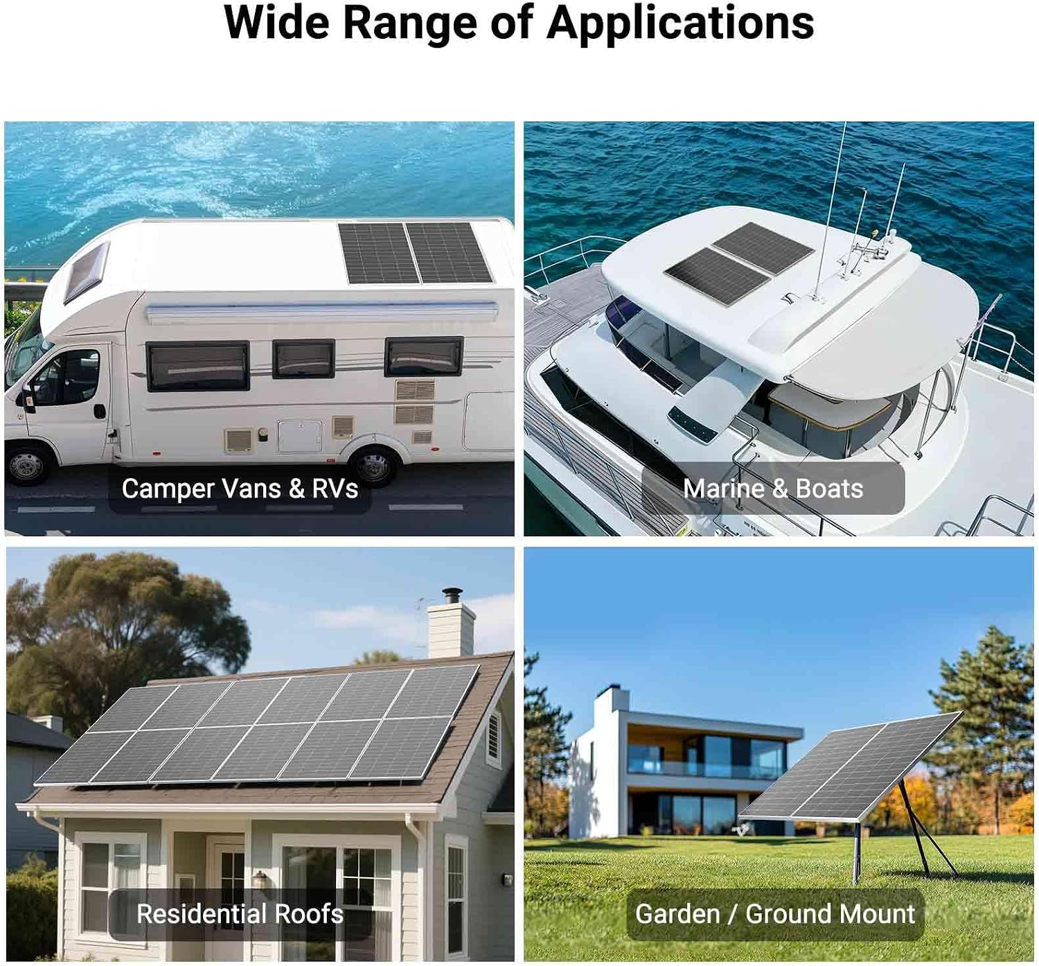 HQST N-Type 16BB 200 Watt Solar Panel, Compact & Lightweight Solar Panels with 30 Years Lifespan, up to 25.4% Efficiency, Grade A+ Cell, IP65 for RV, Van, Trailer, Marine, Rooftop, Farm, Off Grid-2Pcs