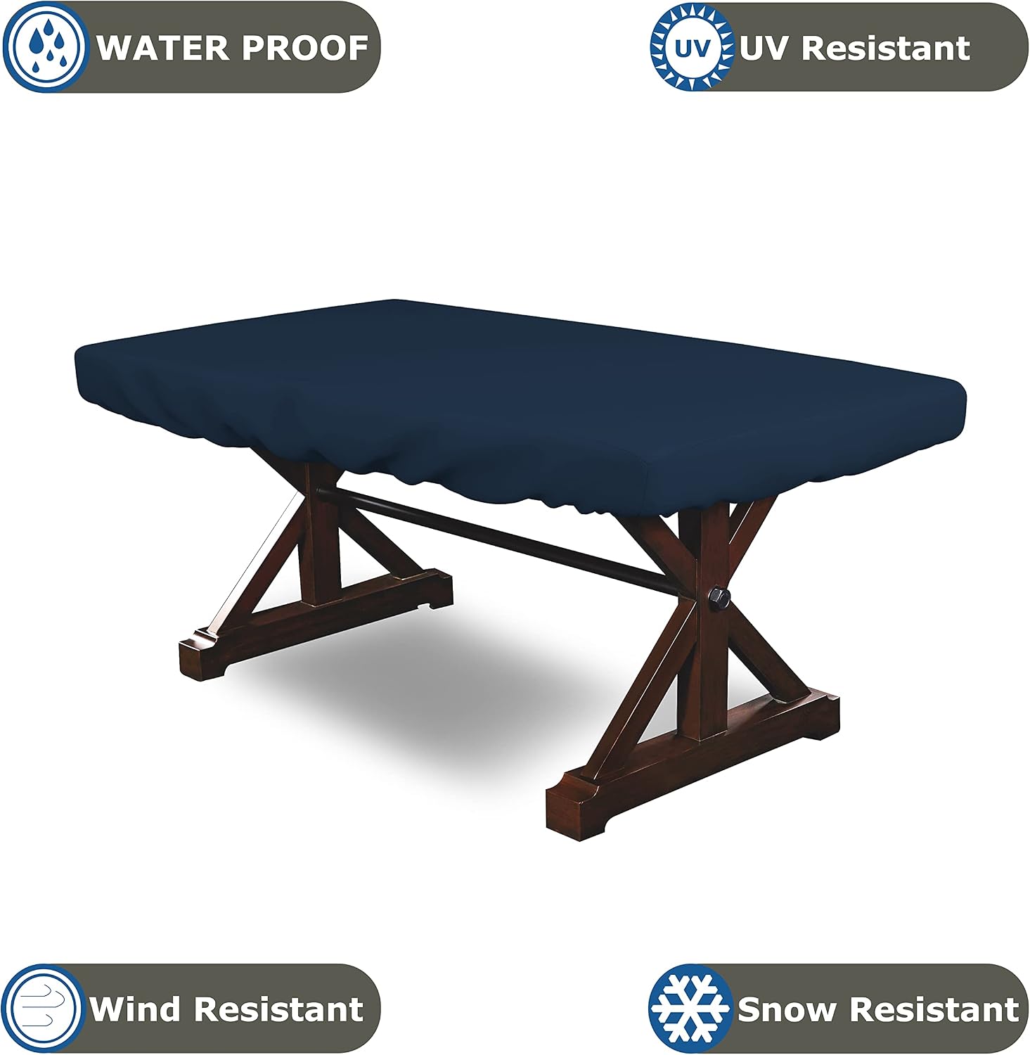 Covers & all Poker Table Cover 12 Oz Waterproof - 100% Weather Resistant Outdoor Game Table Cover with Elastic at 4 Sides (100' W x 48' D x 8' H Inches, Blue)