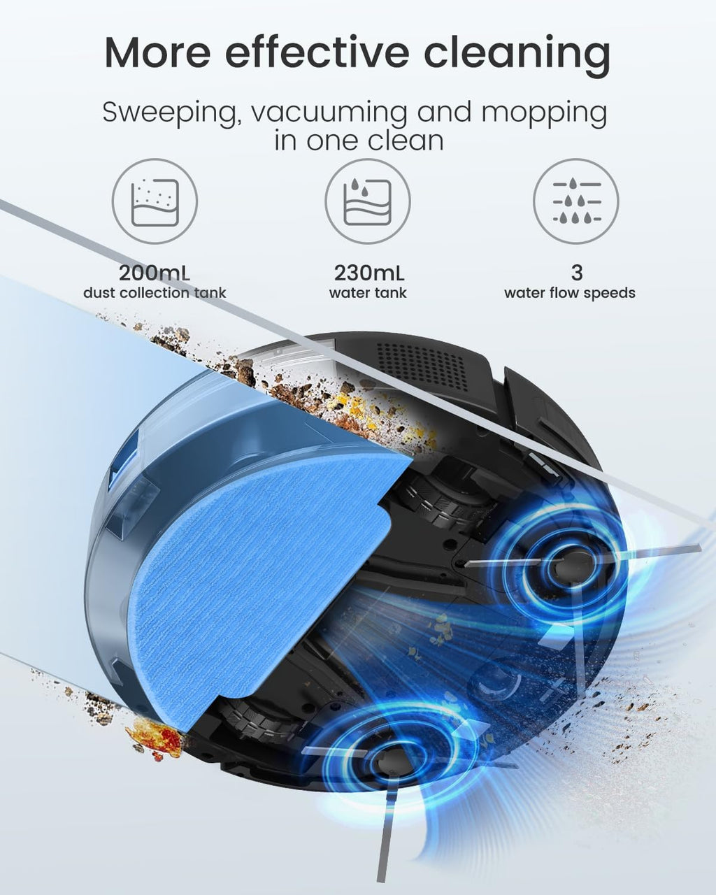 Robot Vacuum and Mop Combo, 100Min Runtime, APP&Voice Control, Ultra-Thin, Tangle-Free, Self-Charging Robotic Vacuum Cleaner, Good for Pet Hair, Hard Floor and Medium-Pile Carpet