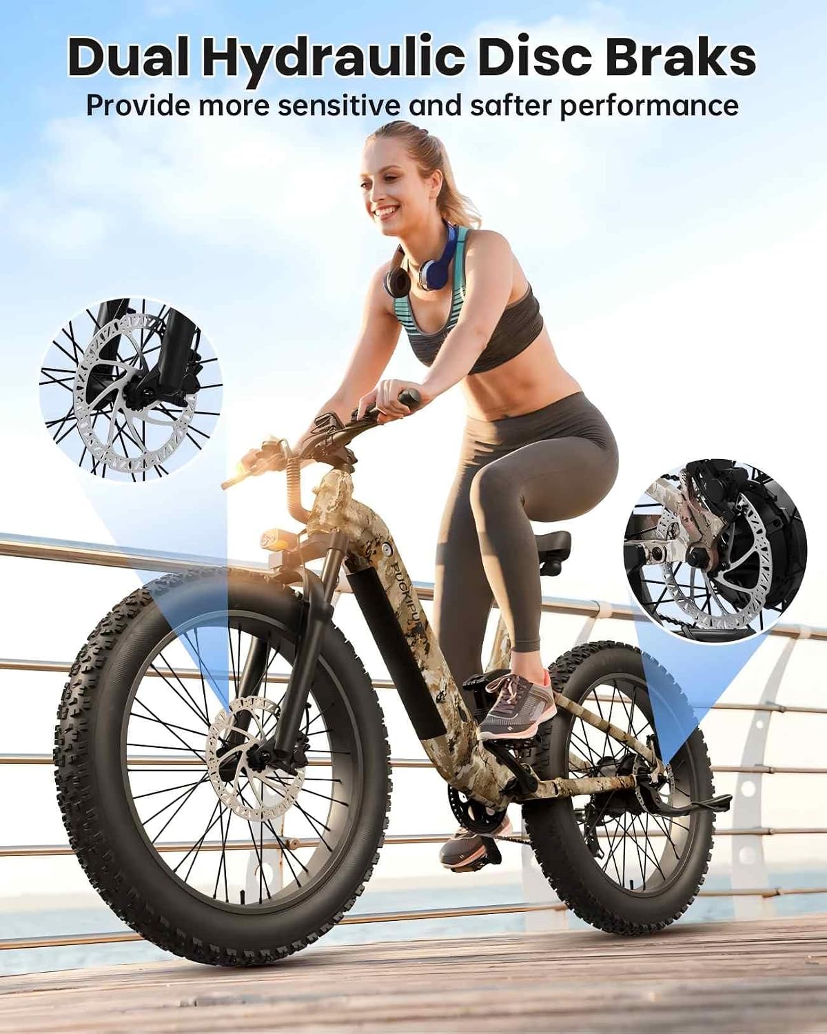 PUCKIPUPPY Battery+Electric Bike for Adults 960W(Peak), 48V 20AH Battery Adult Electric Bicycles, 26' Fat Tire Full Suspension Step-Thru Ebike, 28MPH Mountain Ebike, 7 Speed, 80Miles Range