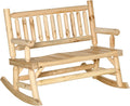 Outsunny 2-Person Wood Rocking Chair with Log Design, Heavy Duty Loveseat with Wide Curved Seats for Patio, Backyard, Garden, Natural