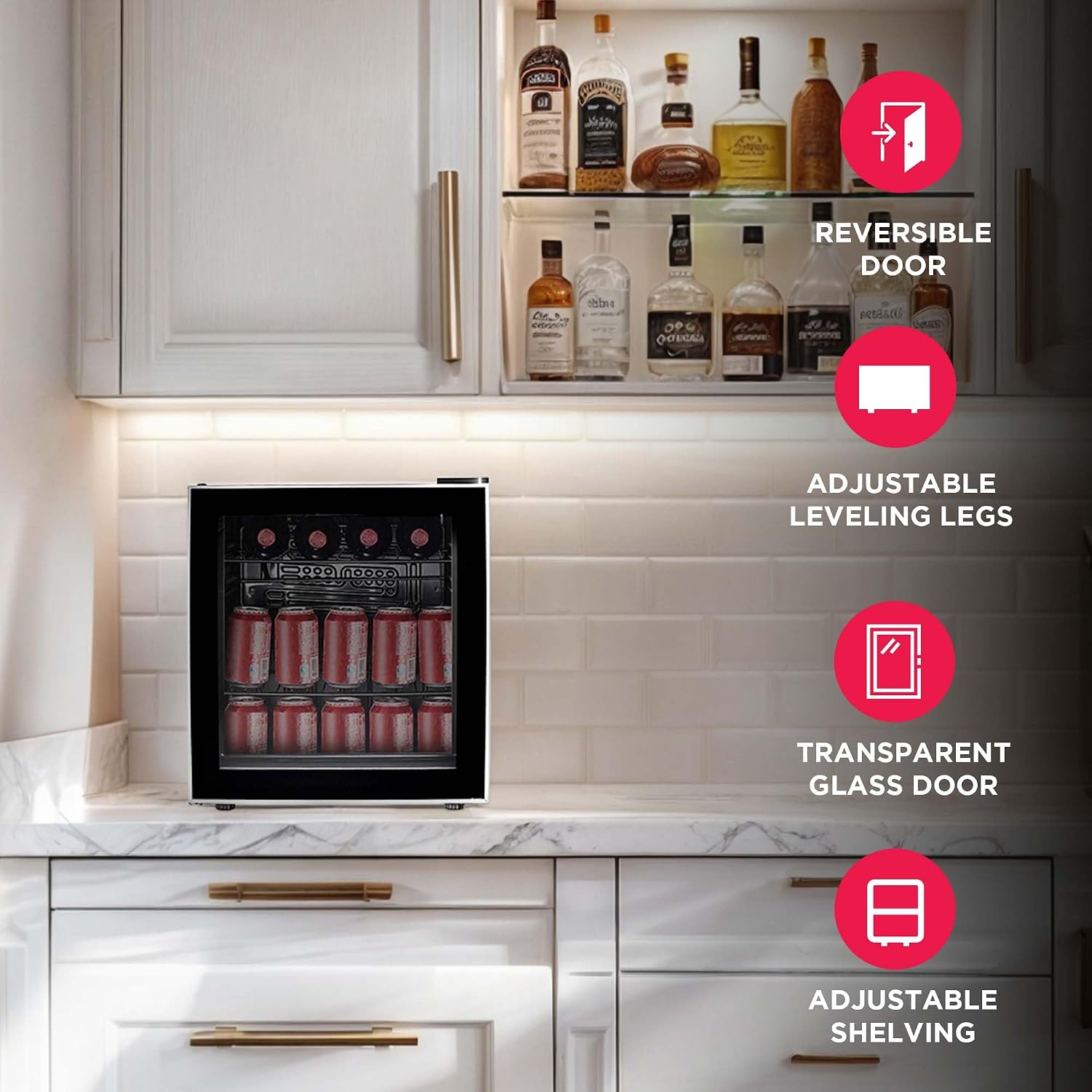 Frigidaire 70 Can Beverage Cooler, 1.6 cu ft, Glass Door, Black Sides