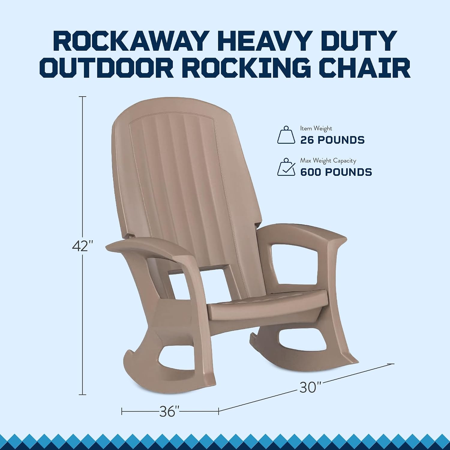 Semco Rockaway Heavy Duty All-Weather Outdoor Rocking Chair Plastics - Gray