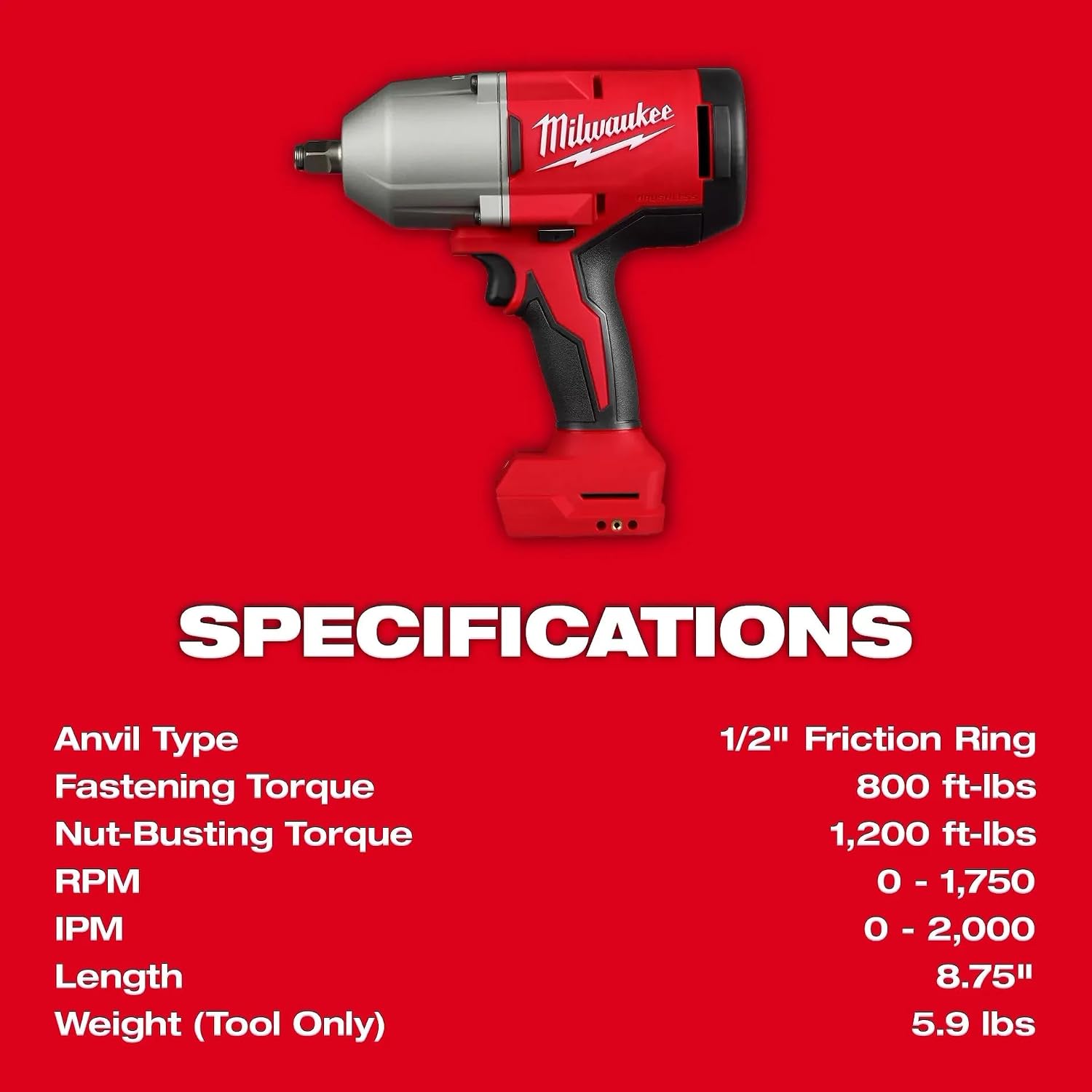 Milwaukee Electric - M18TRADE BRUSHLESS 1/2 HIGH Torque Impact WRENC