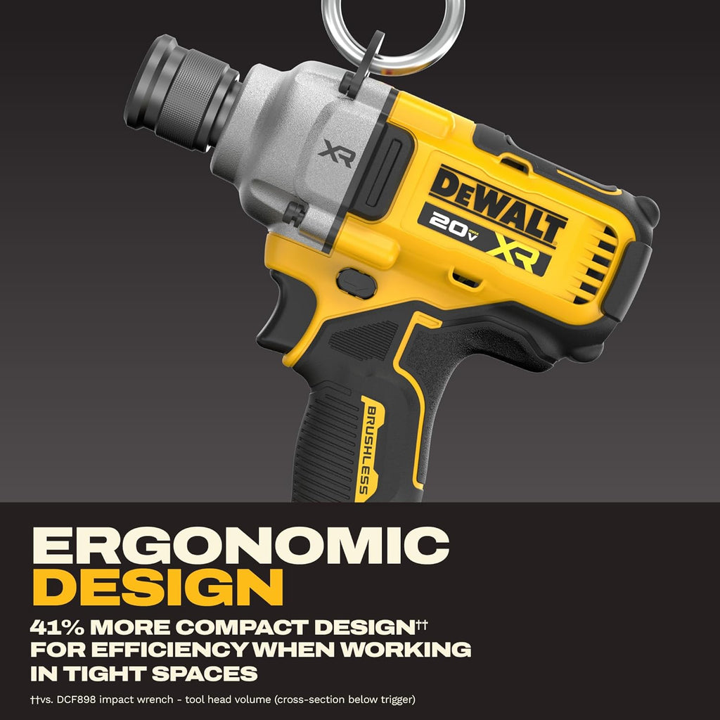 DEWALT 20V MAX XR Impact Wrench Cordless 7/16 inch Brushless Impact Gun, 4-Mode Speed Selection Including Timber Screw, Tool Only (DCF937B)