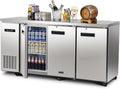 BODEGA BODEGACOOLER Commercial Bar Cooler with 3 Solid Doors, 20.5 Cu.Ft Back Bar Beverage Refrigerator for Beer Soda Wine,LED Light, Stainless Steel Top,6 Casters for Kitchen Buffet Table Use