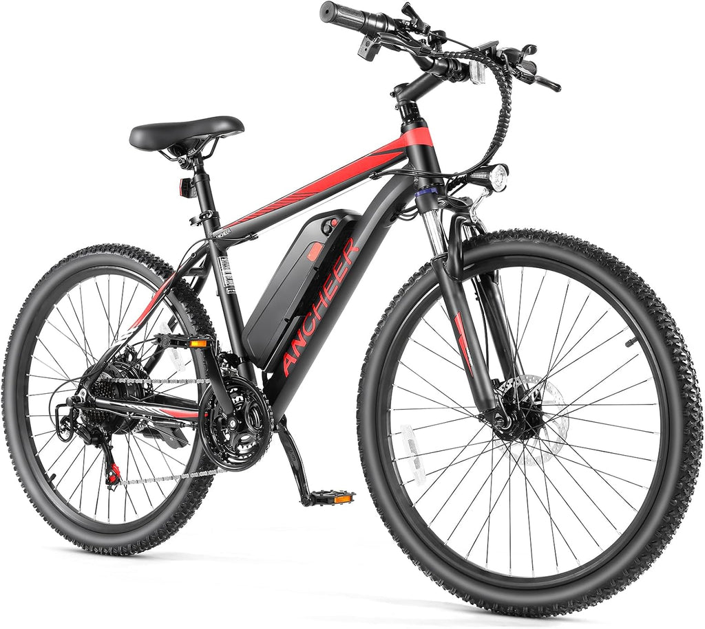 ANCHEER 26' Electric Bike for Adults, Peak 749W Ebike, 19.8MPH Electric Bicycle with 48V 374Wh / 48V 499Wh Battery(3H Fast Charge), LCD Display, Front Suspension, UL2849 Compliant