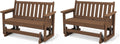 SERWALL Outdoor Glider Bench Set of 2, HDPE Weather-Resistant Swinging Bench for Backyard Garden Porch, Brown