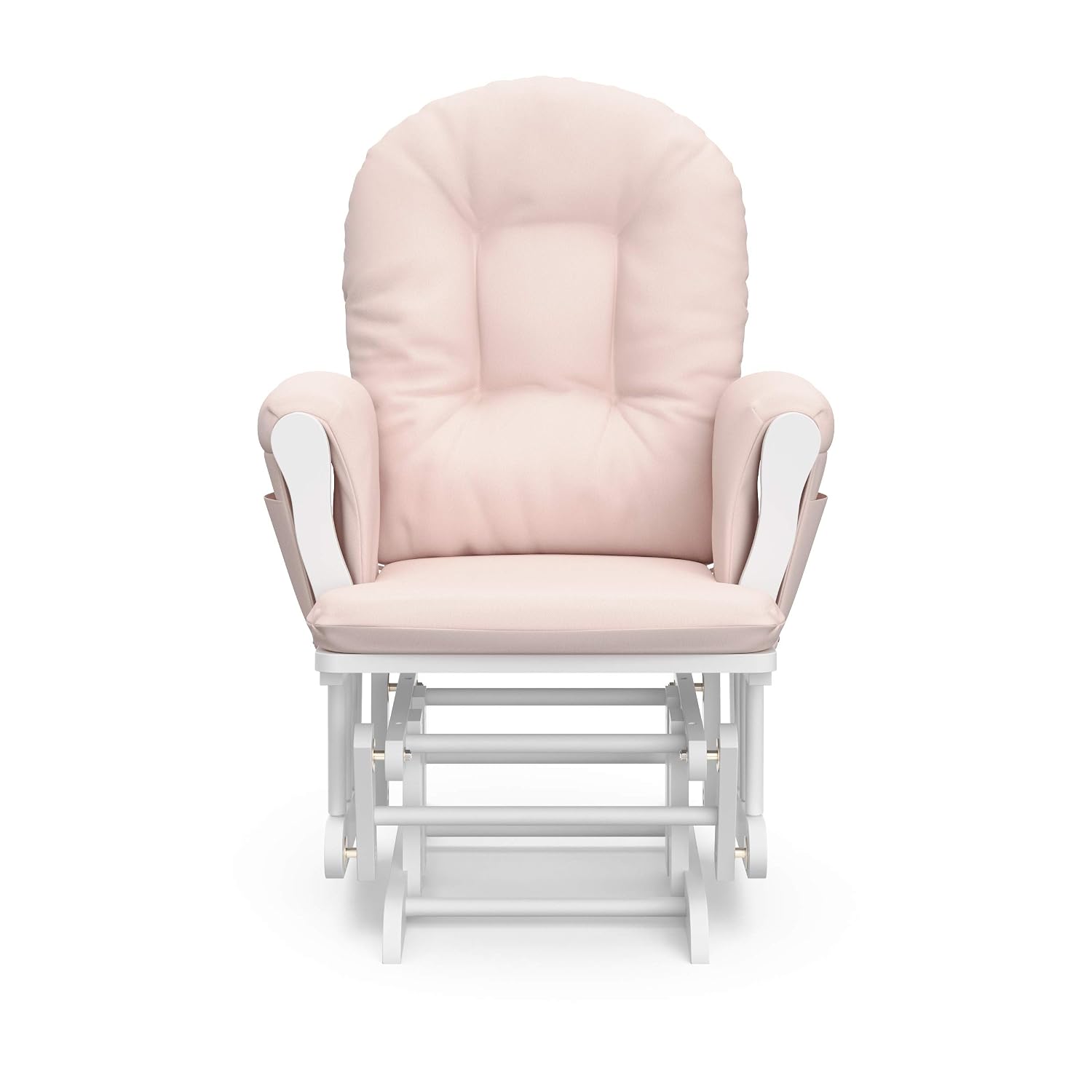 Storkcraft Premium Hoop Glider & Ottoman (White/Pink) — GREENGUARD Gold Certified Nursery Glider, Solid Wood Craftsmanship, Smooth-Gliding Nursery Chair and Ottoman, Award-Winning