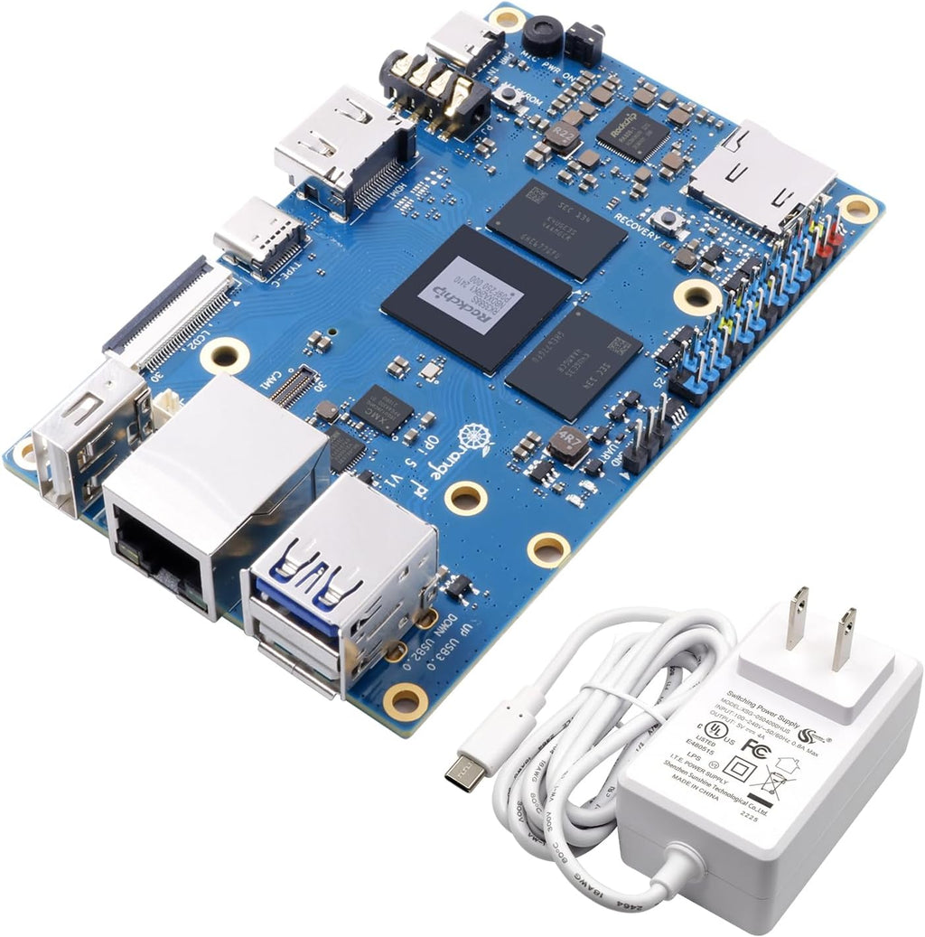 Orange Pi 5 16GB Rockchip RK3588S 8 Core 64 Bit Single Board Computer, 2.4GHz Frequency 8K Video Decoding Open Source Board Mini PC Run Orange Pi OS,Android12,Debian11 (Pi 5 16GB+5V4A TypeC Supply)
