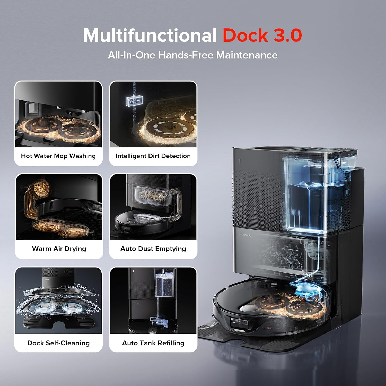 roborock Qrevo Slim Robot Vacuum and Mop Combo, 8.2cm Ultra-Slim, 3D Sensing Tech, Advanced Obstacle Recognition, Powerful Suction, FlexiArm Side Brush & Mop, Auto Mop Washing & Drying, Self-Emptying