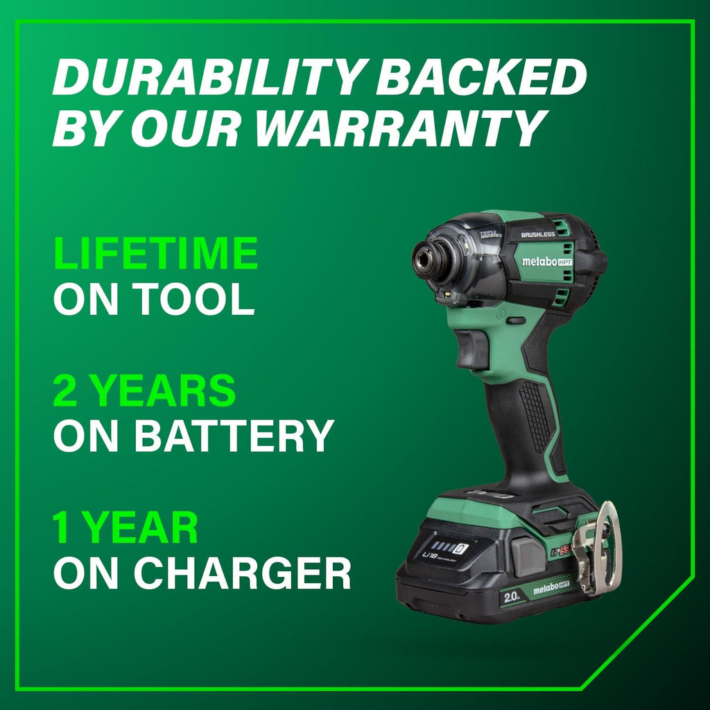 Metabo HPT 18V MultiVolt Cordless Triple Hammer BOLT Impact Driver Set, Power Impact Driver Kit with Case, 2 Lithium-Ion Batteries and Charger, 1/4-Inch Chuck, Compact LightWeight Power Tool, WH18DC