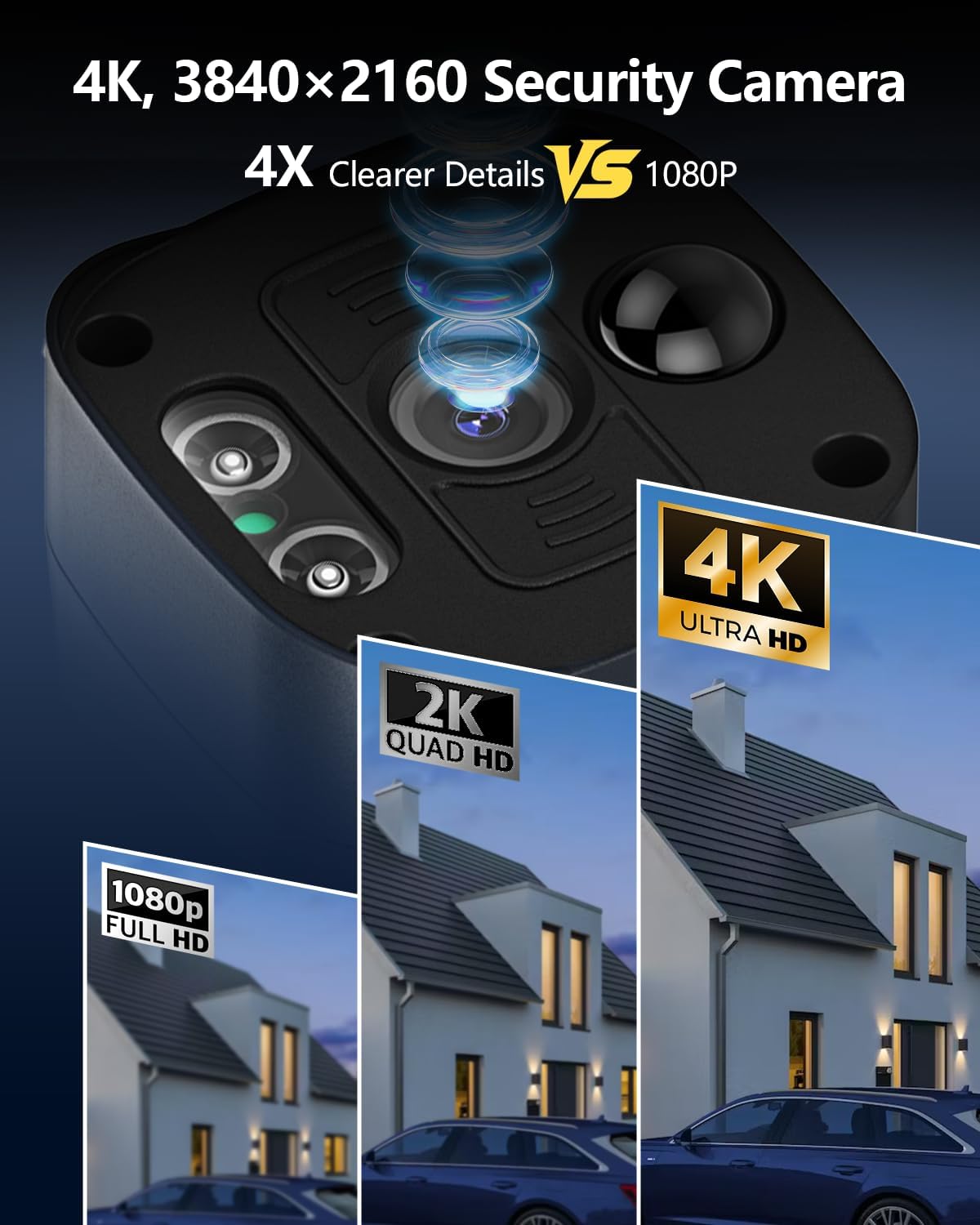 OOSSXX (2026 New) 4K PoE Security Camera System Outdoor, 8CH NVR with 10.2' IPS Monitor & 1TB HDD, 4 Cameras, 130° Wide Angle, AI Human Detection, Two-Way Audio, No Monthly Fee
