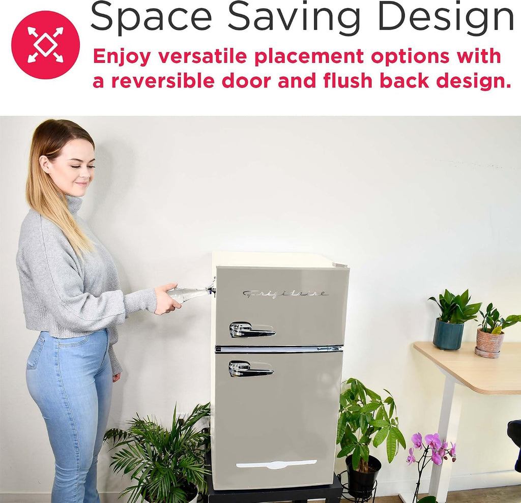 Frigidaire EFR840-Cream EFR840 Retro Mini Fridge with Freezer & Side Bottle Opener-Small 2 Door Refrigerator for Office Bar or College Dorm Room-3.1 Cu Ft (Cream)