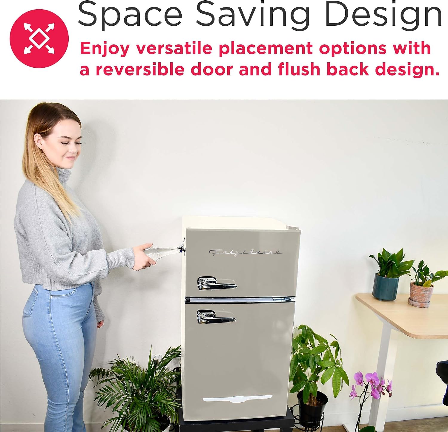 Frigidaire EFR840-Cream EFR840 Retro Mini Fridge with Freezer & Side Bottle Opener-Small 2 Door Refrigerator for Office Bar or College Dorm Room-3.1 Cu Ft (Cream)