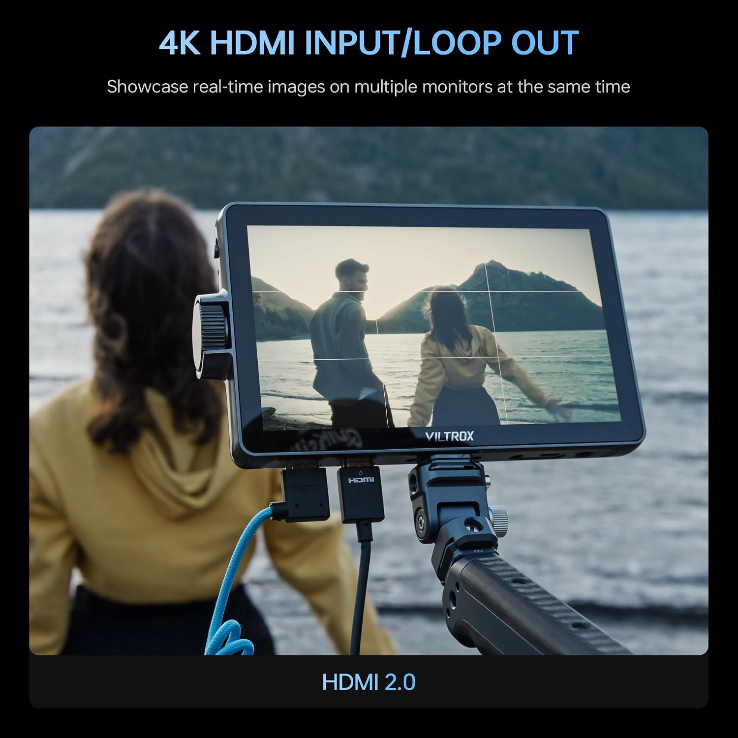 VILTROX DC-A1 2800Nits Camera Field Monitor Touchscreen with 7' Full HD1920x1080 IPS 4K HDMI Loop in/Out,3D LUTs Waveform Video Peaking Focus Assist, 170° Wide View Angle, Sunshade Hood & Battery