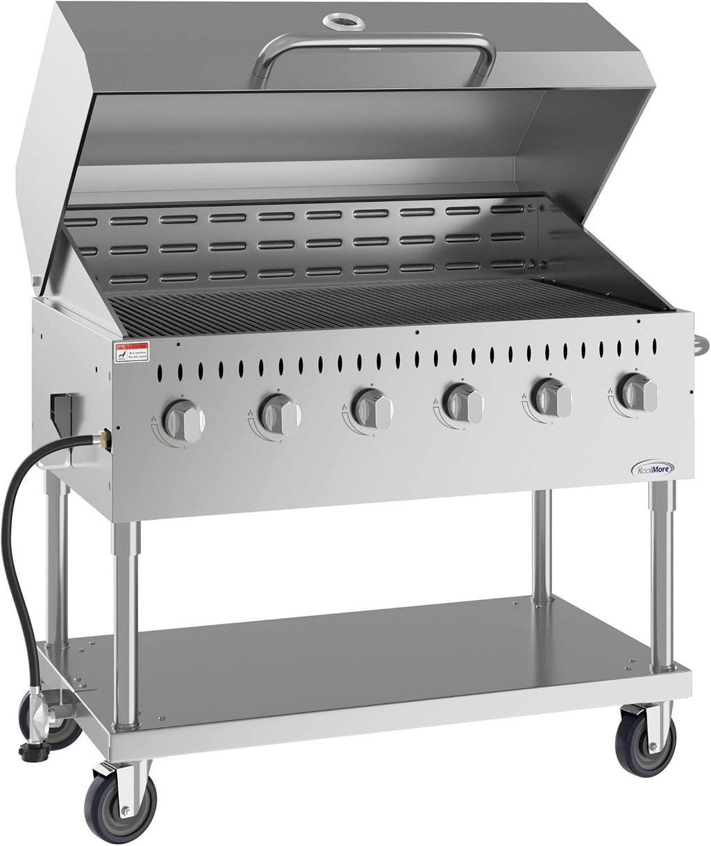 48 in. Commercial Outdoor Propane Gas Grill with Roll Dome Cover, ETL Listed in Stainless-Steel (CGKIT4-48D)