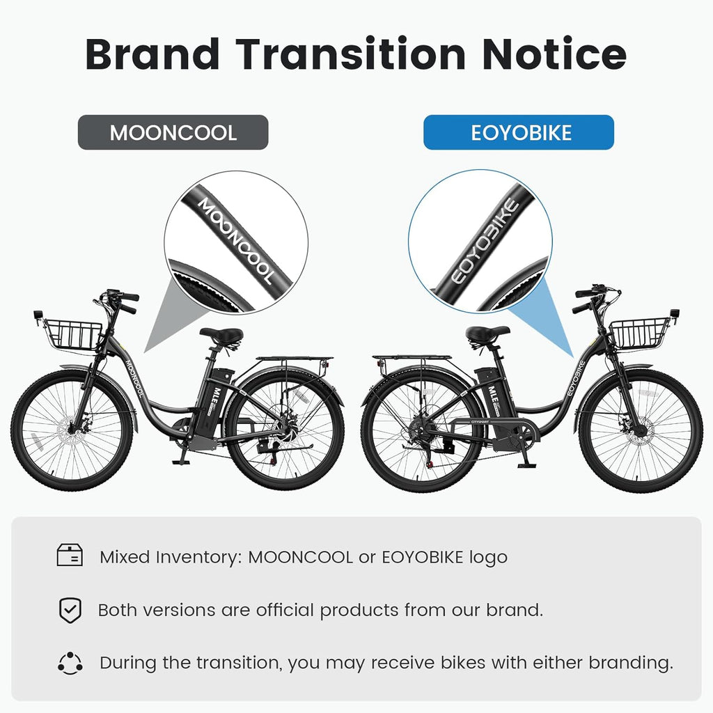 MOONCOOL Electric Bike for Adults, 700W Peak Power 7 Speed Step Through Electric Cruiser Bike, 40 Miles Electric Bicycle with 36V 10.4Ah Battery, Aluminum Frame City Commuter E Bikes for Women, Men