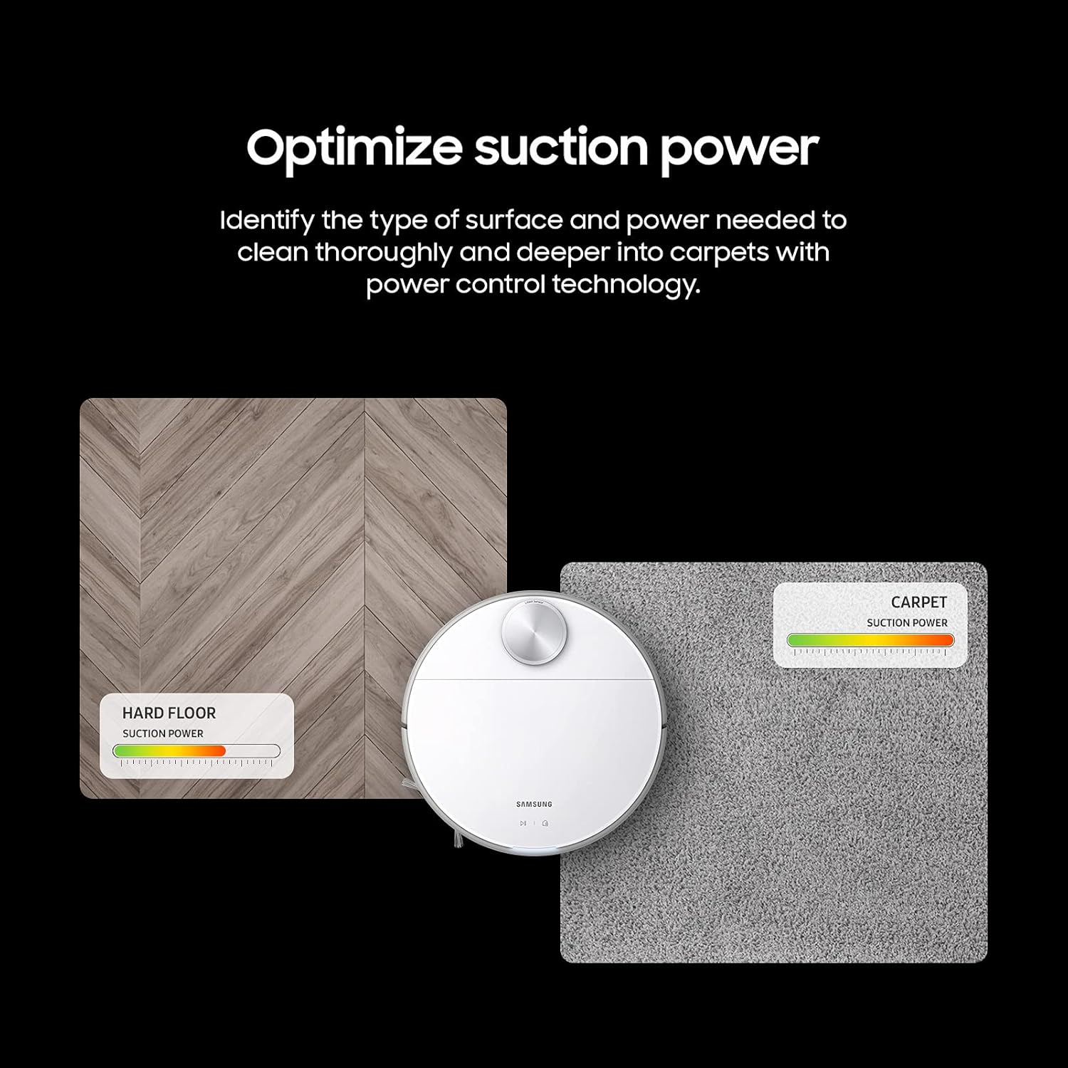 SAMSUNG Jet Bot Robot Cordless Vacuum Cleaner w/ Intelligent Power Control, Precise Navigation, Multi Surface Cleaning for Hardwood Floors, Carpets, Rugs, Anti Hair, VR30T80313W/AA, White