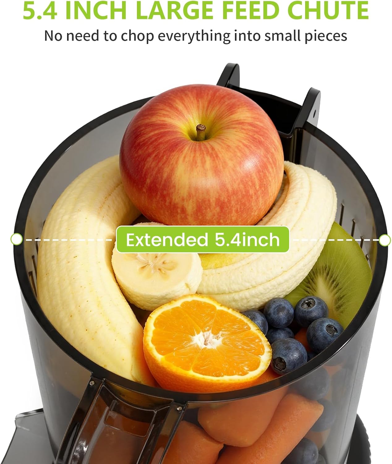 COWSAR Cold Press Juicer Machines, Orange Juicer with 5.4' Extra-Large Feed Chute, 60RPM Slow Masticating Fruit Juicer, 300W Electric Juicer for Citrus, Pomegranate & Vegetables