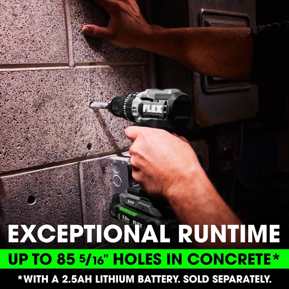 FLEX 24V Brushless Cordless 1/2-Inch 750 In-Lbs Torque 2-Speed Hammer Drill Tool Only, Battery and Charger Not Included - FX1251-Z