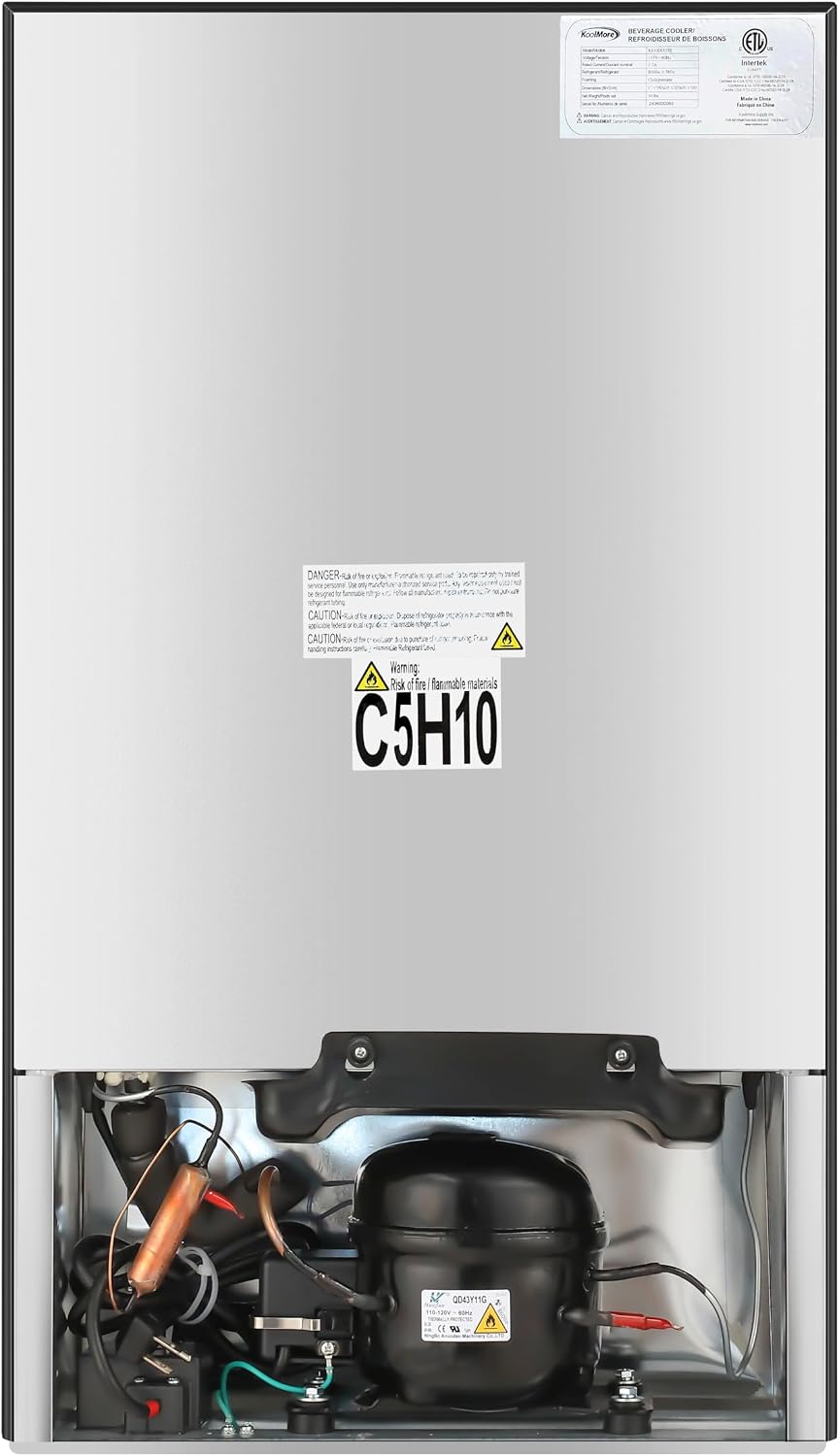 Koolmore 18 in. 3.2 Cu. Ft. Beverage Refrigerator Merchandiser with Stainless Steel Trim and Touch Panel For Soda, Beer or Wine Perfect for Use in a Commercial or Home Setting, ETL Listed (KM-BR32SS)