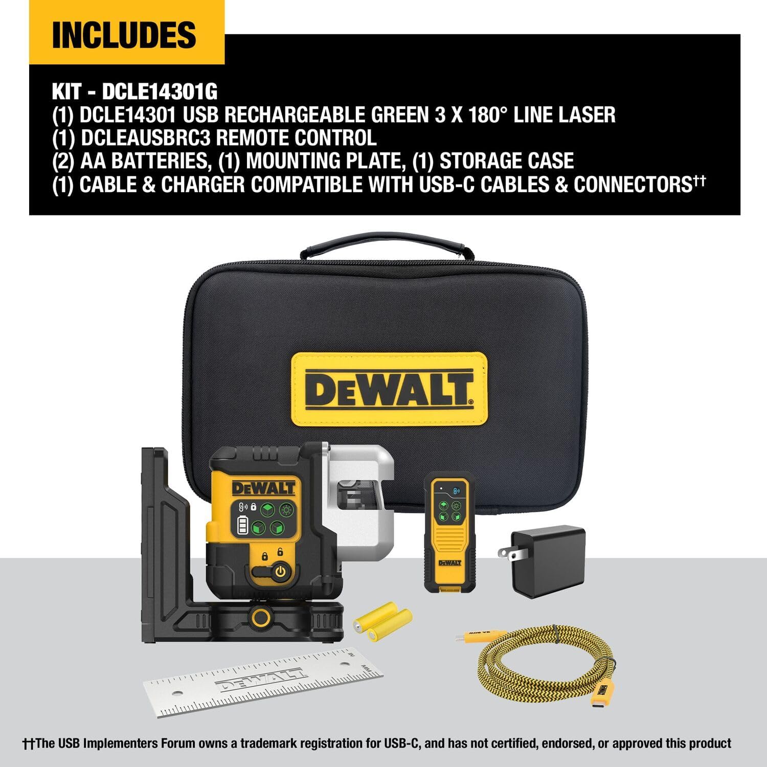 DEWALT 3x180 Std Kit w/ 45W Chrgr