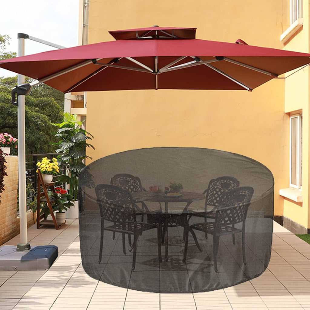 Garden Furniture Covers Round 110' D x 39' H, Waterproof Outdoor Table Chairs Cover, 420D Heavy Duty Gas BBQ Grill Cover, Dust Proof Furniture Protective Cover (280x100cm)