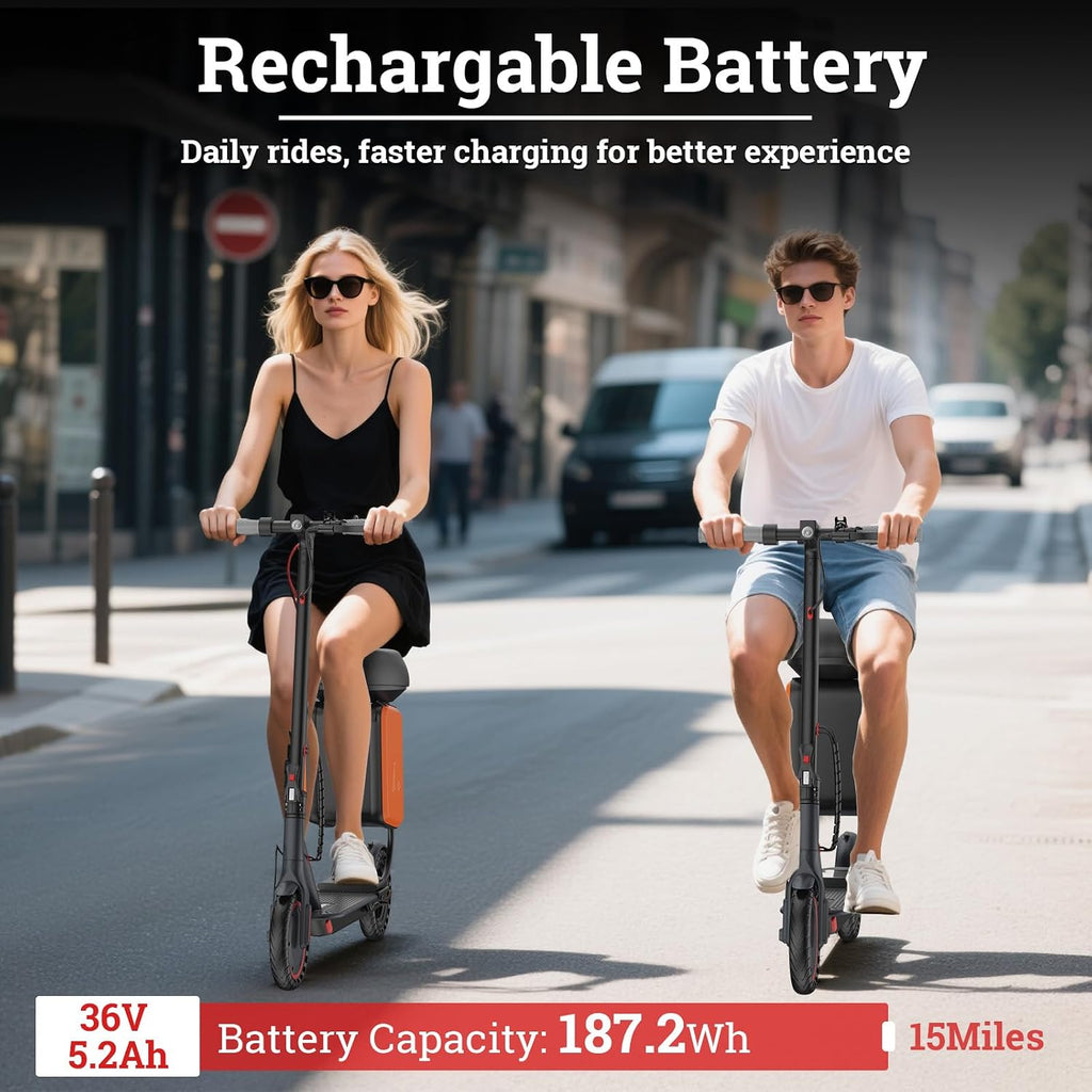 Qlaway Electric Scooter for Adults, 350W/500W Motor, 16-22 Miles Range, 8.5'/10' Solid Tires, Dual Braking & Suspension, Folding Portable Commuting E-Scooter with App