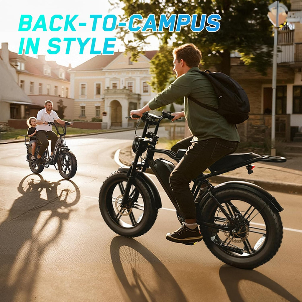 TST Electric Bike for Adults, 1500W Peak Motor 60 Miles Fat Tire Ebike with 48V 15Ah Removable Battery 20' Fat Tire Electric Bike, Full Suspension and 7-Speed