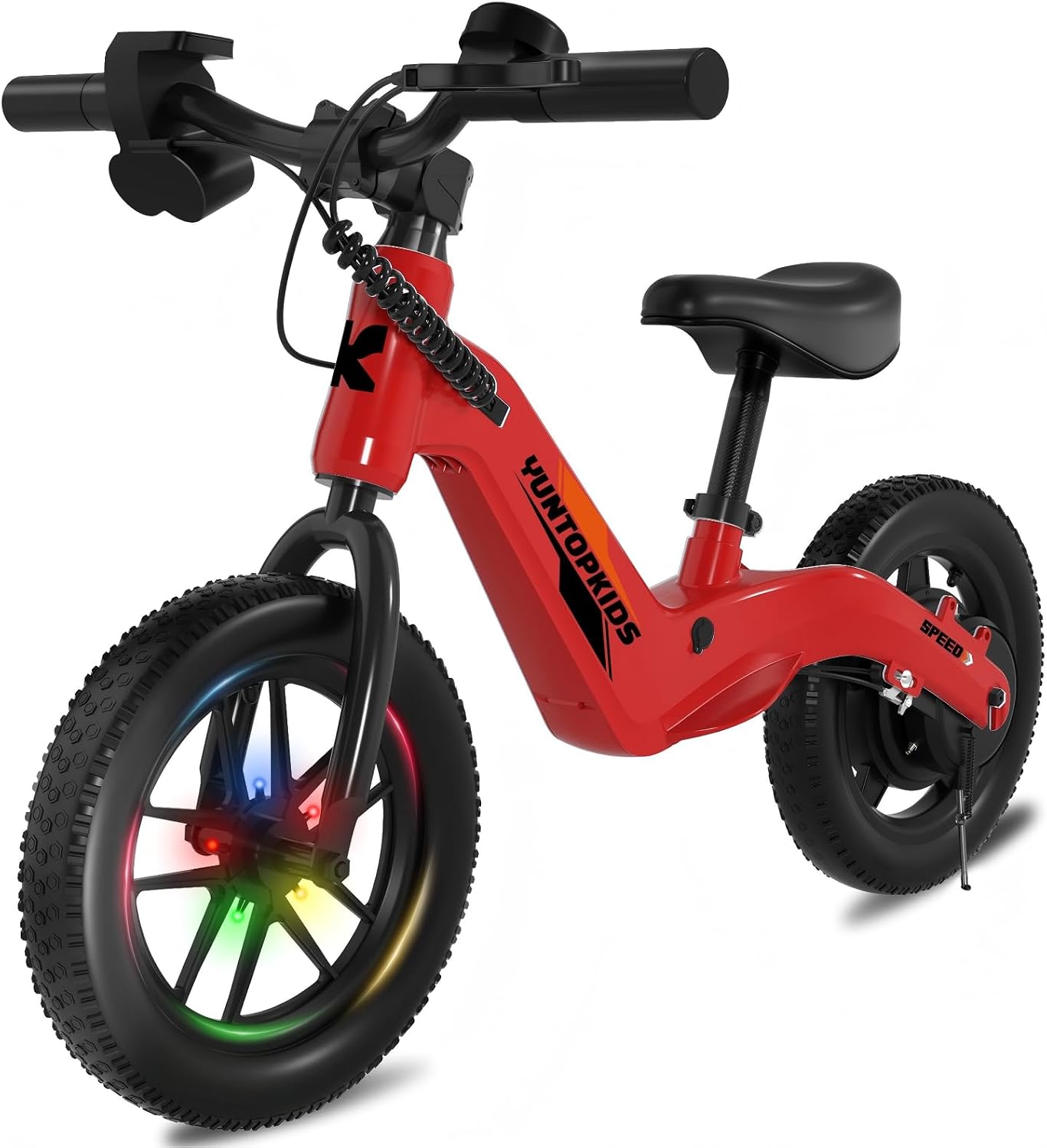 YunTopKids Electric Balance Bike for Kids Ages 3-5, 12 Inch Tires,Safe Start,3 Speeds up to 9.3 MPH,LCD,180W 24V Kids Electric Bike with Adjustable Seat,Fast Charger,LED Light