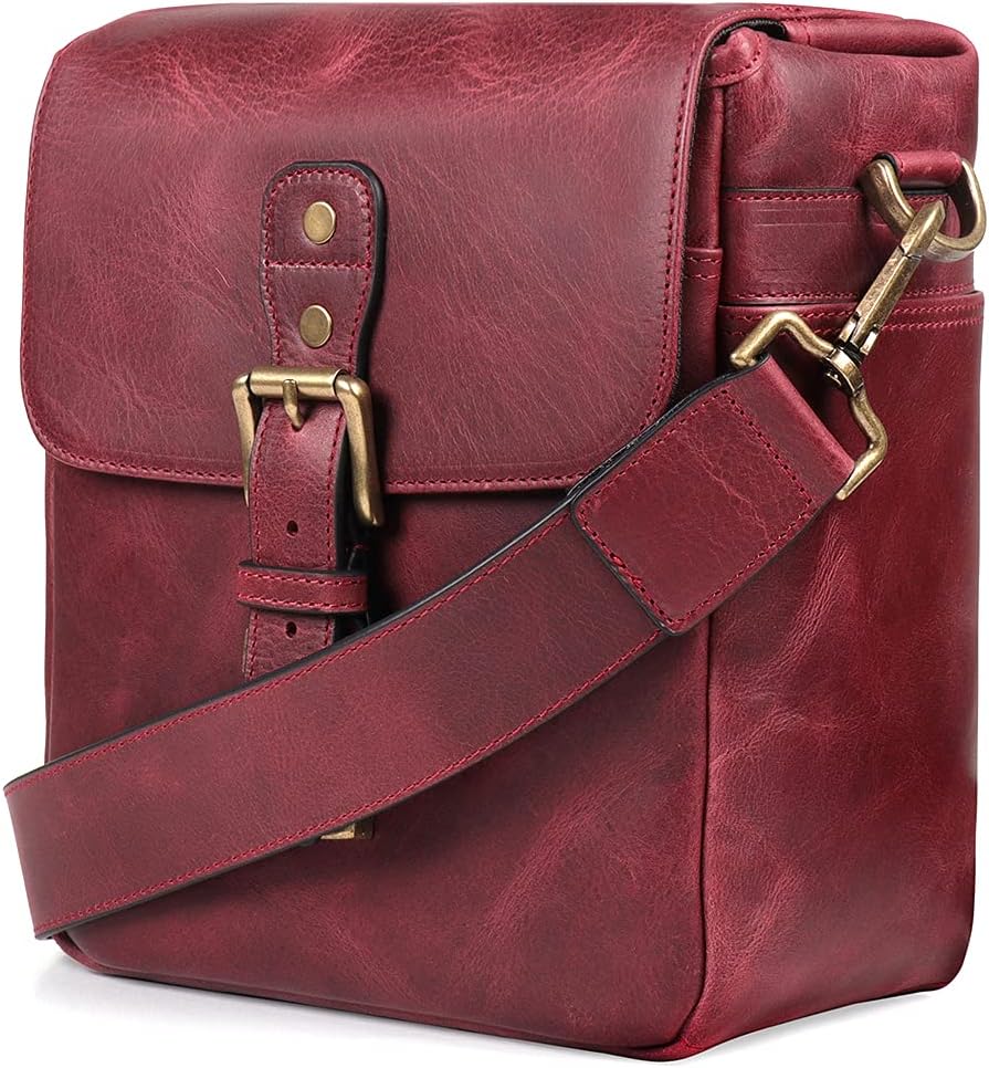 MegaGear Genuine Leather Camera Messenger Bag Mirrorless Portable electronic device cover