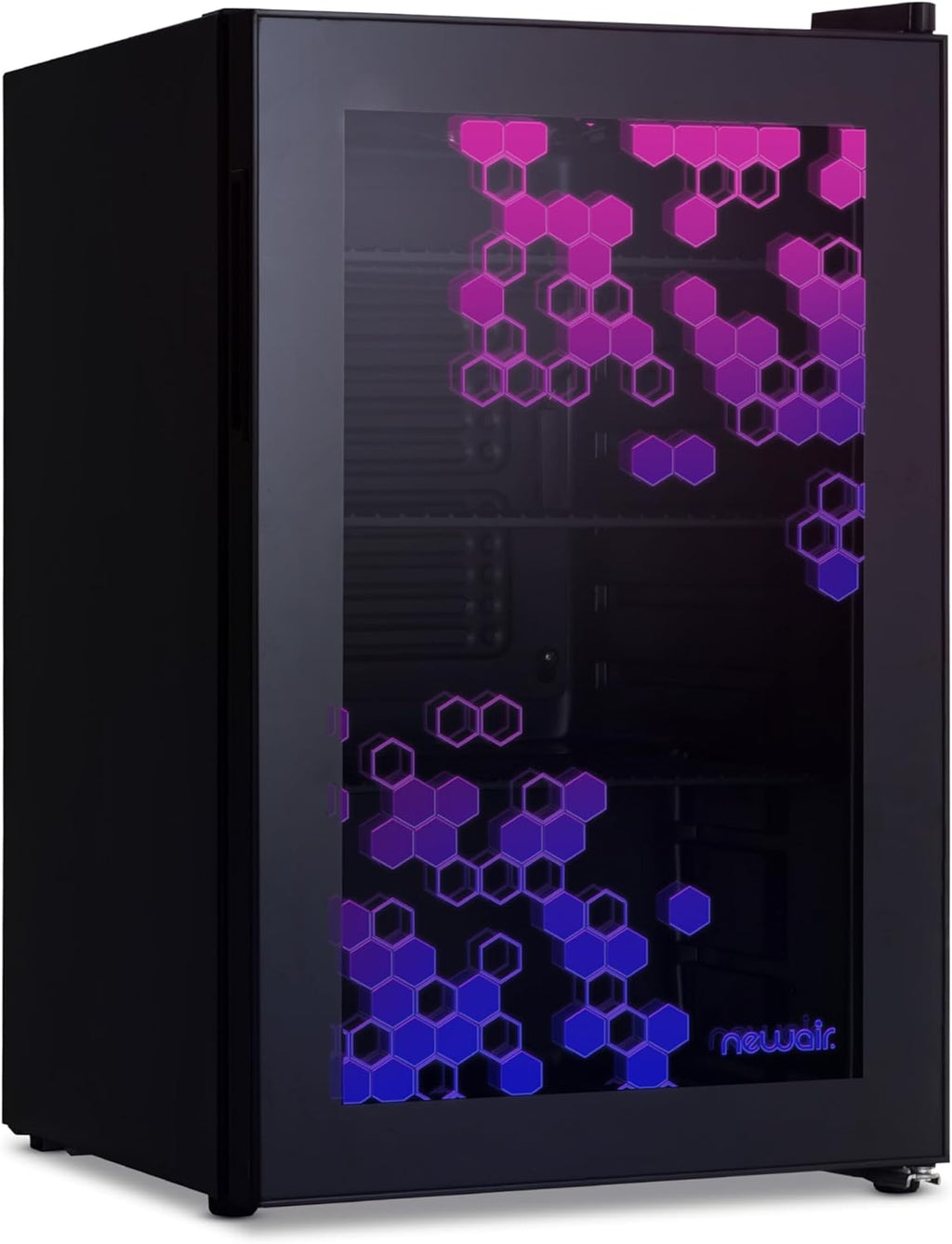 NewAir 85 Can Beverage Refrigerator with HexaColor LED Lights | Small Mini Fridge for Bedroom, Gaming Room, or Office | Remote Controlled Lighting & Quiet Cooling