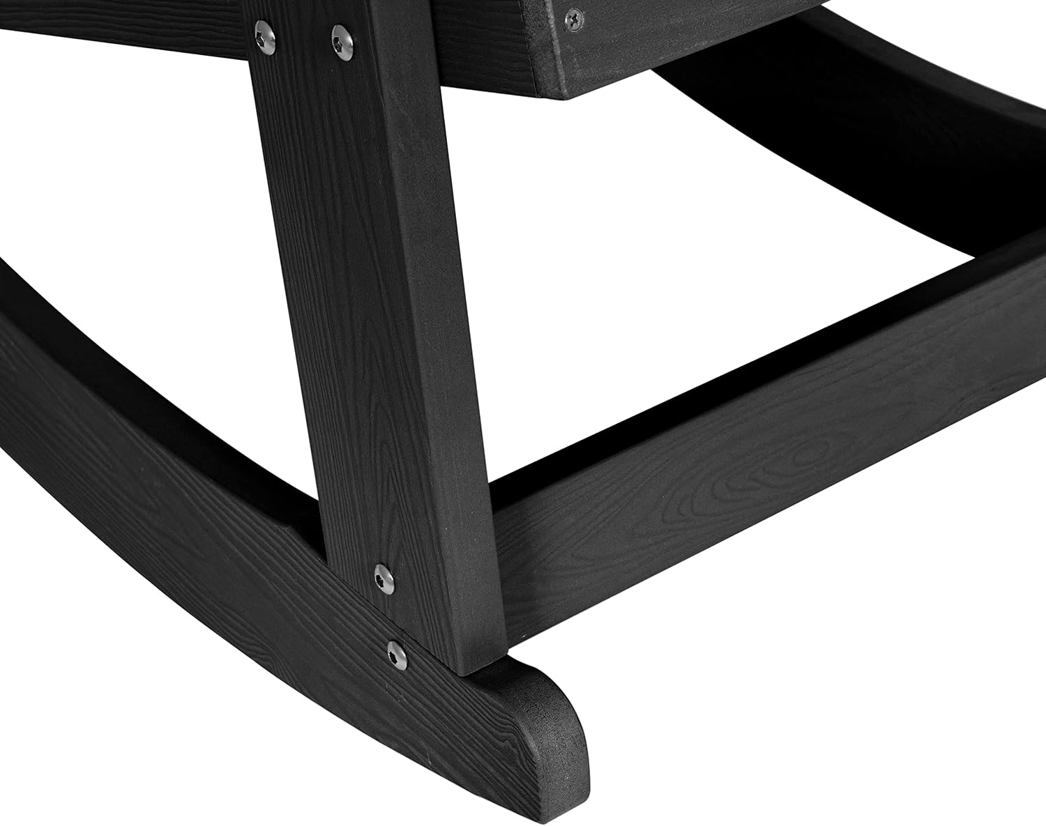 Flash Furniture Savannah Poly Resin Wood Adirondack Rocking Chair - All Weather Black Polystyrene - Stainless Steel Hardware - Set of 2