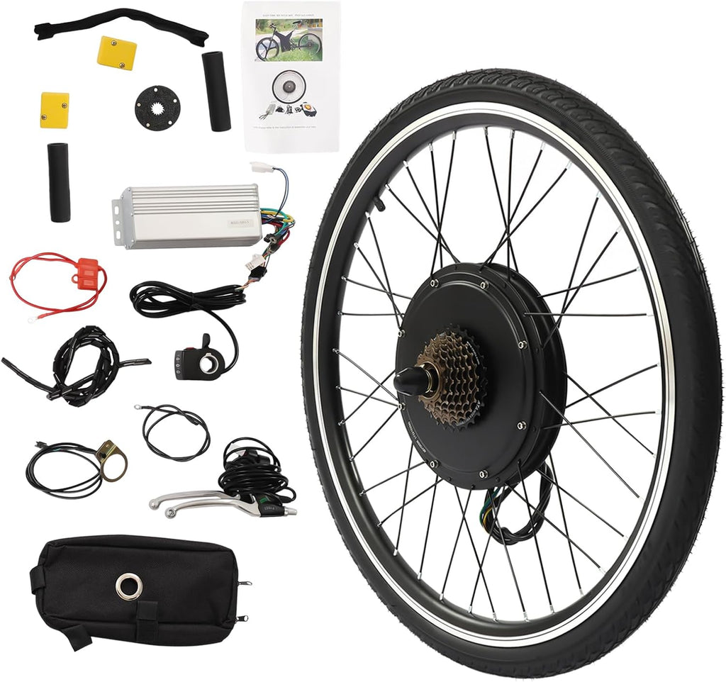 Electric Bike Conversion Kit, 48V 1000W 26' E-Bike Hub Motor Wheel Kit Rear Wheel Powerful Motor with Thumb Throttle and Pedal Assistant Sensor, E-Bike Hub Motor Conversion Kit for 26 Inch Bike