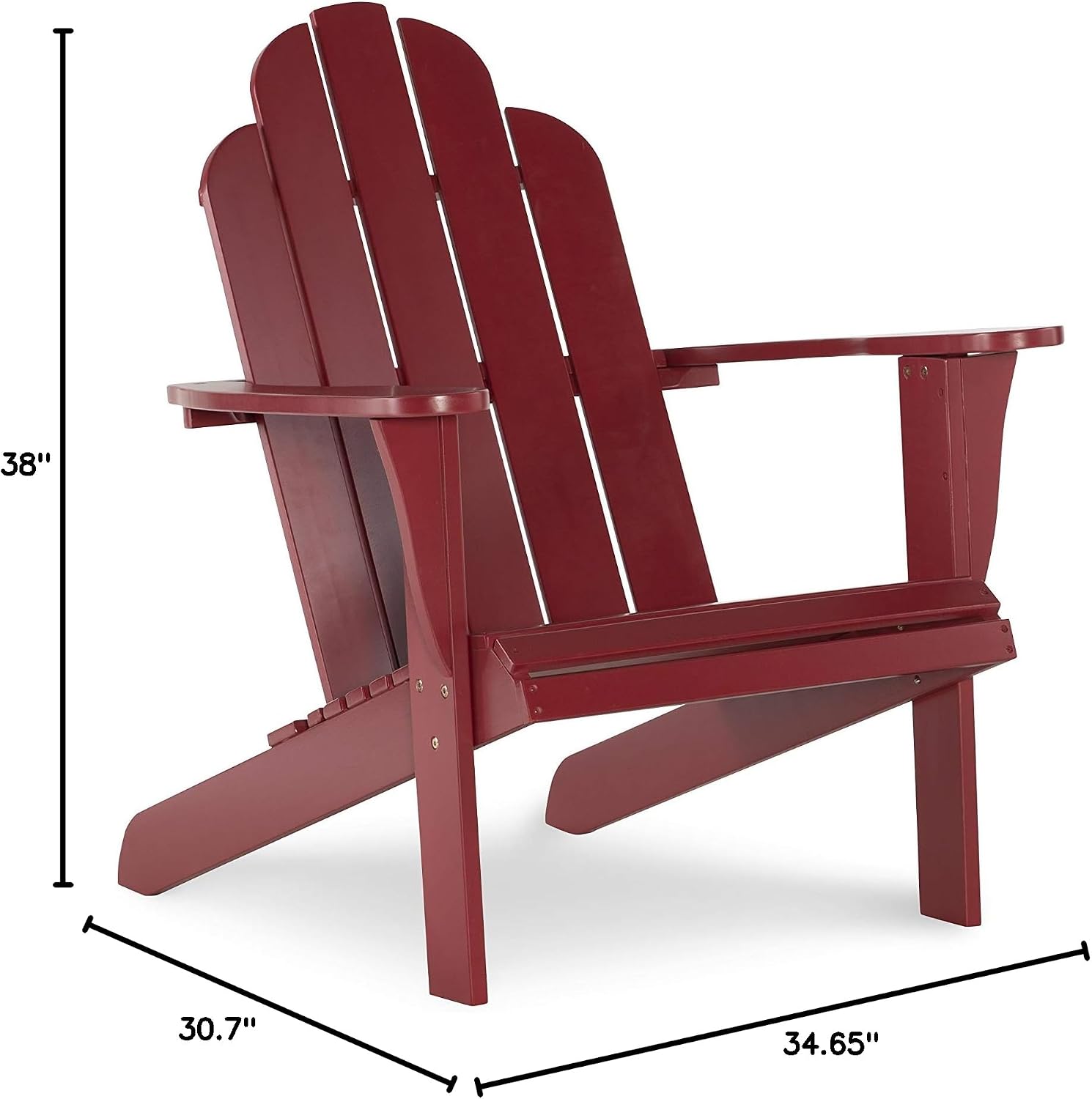 Linon Red Adirondack Chair, 30.4' W x 37.6' D x 37.8' H