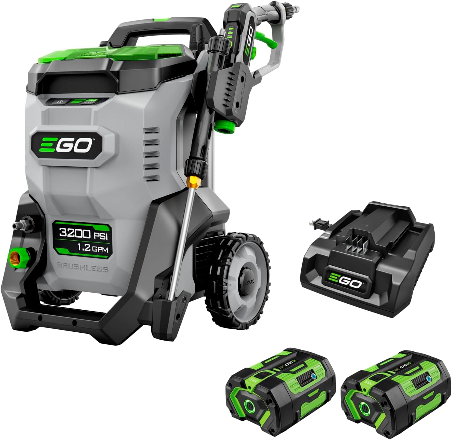 EGO Power+ Electric Pressure Washer, 3200 PSI Power Washer, Includes (2) 56V 6.0Ah Batteries and Charger - HPW3204-2