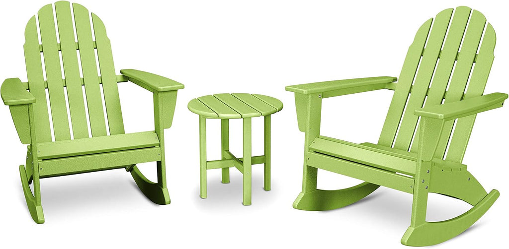 POLYWOOD Vineyard 3-Piece Adirondack Rocking Chair Set with Side Table